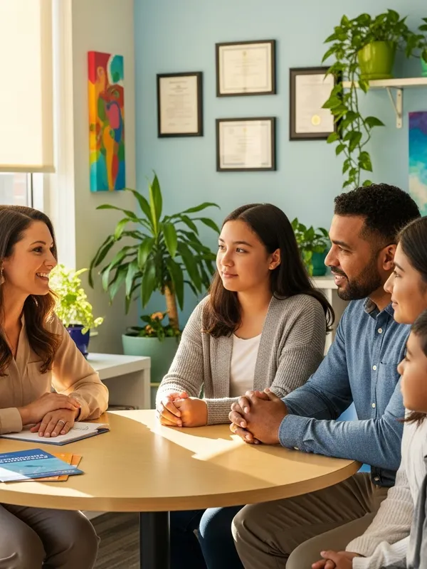 Community outreach worker supporting a family